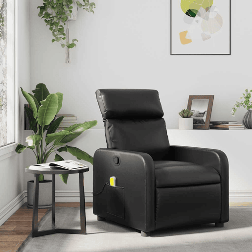 Poltrona de massagens reclinável - Poltrona relax couro artificial preto