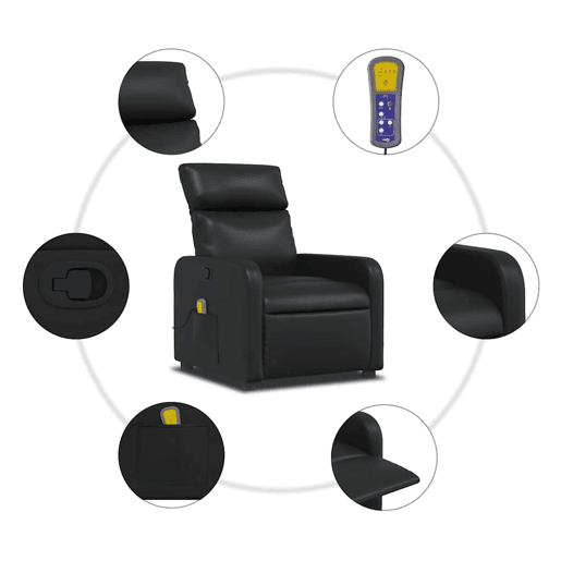 Poltrona de massagens reclinável - Poltrona relax couro artificial preto