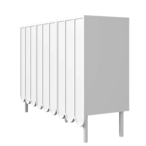 Aparador moderno 120x35x80 cm - Portas onduladas, prateleiras ajustáveis - Branco