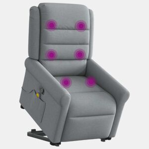 Poltrona reclinável massagens - Poltrona relax tecido cinzento-claro
