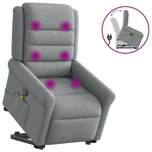 Poltrona reclinável massagens - Poltrona relax tecido cinzento-claro