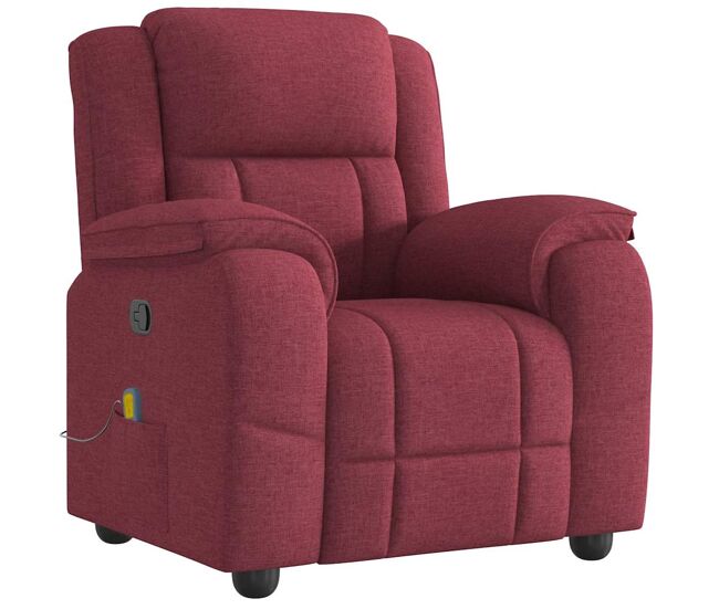 Sillón de masaje reclinable - sillón relax de tela color vino tinto