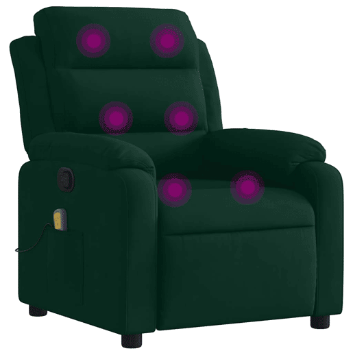 Poltrona de massagens reclinável - Poltrona relax veludo verde-escuro
