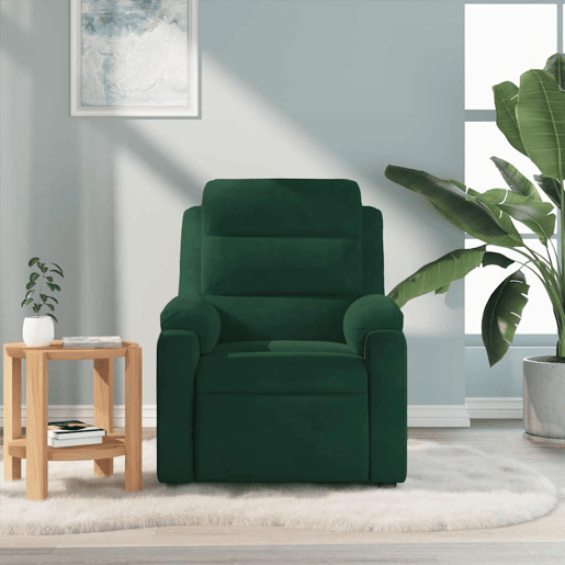 Poltrona de massagens reclinável - Poltrona relax veludo verde-escuro