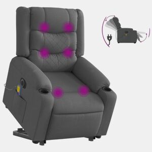Poltrona elétrica elevatória massagens - Poltrona relax tecido cinzento-escuro