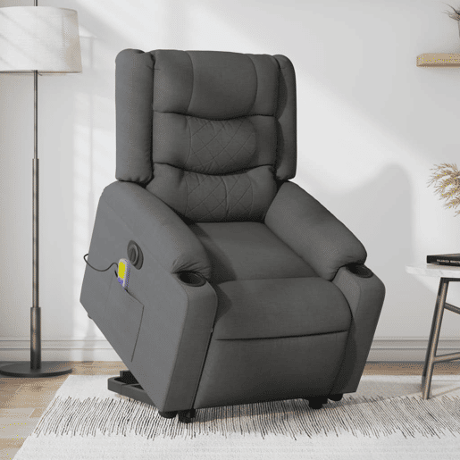 Poltrona elétrica elevatória massagens - Poltrona relax tecido cinzento-escuro