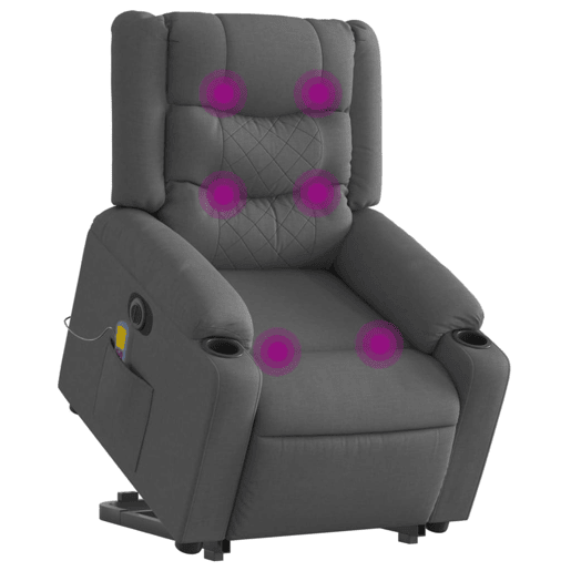 Poltrona elétrica elevatória massagens - Poltrona relax tecido cinzento-escuro