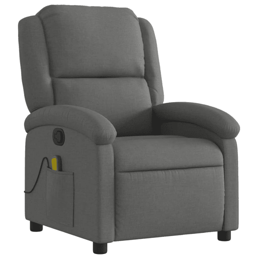 Poltrona de massagens reclinável - Poltrona relax tecido cinzento-escuro