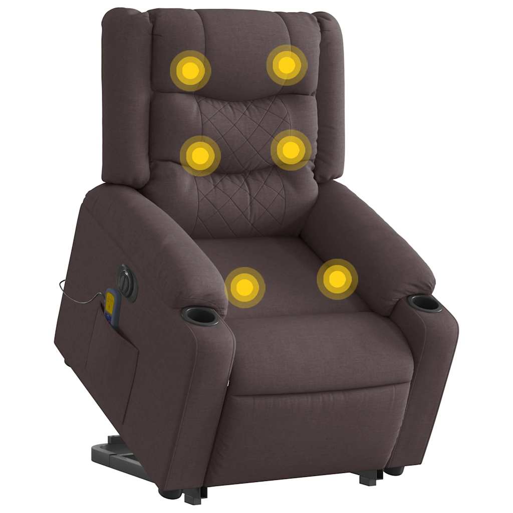 Sillón masaje eléctrico reclinable - sillón relax elevable tela marrón oscuro
