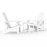 Cadeiras de jardim - Cadeiras de exterior Adirondack com mesa PEAD branco