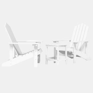 Cadeiras de jardim - Cadeiras de exterior Adirondack com mesa PEAD branco