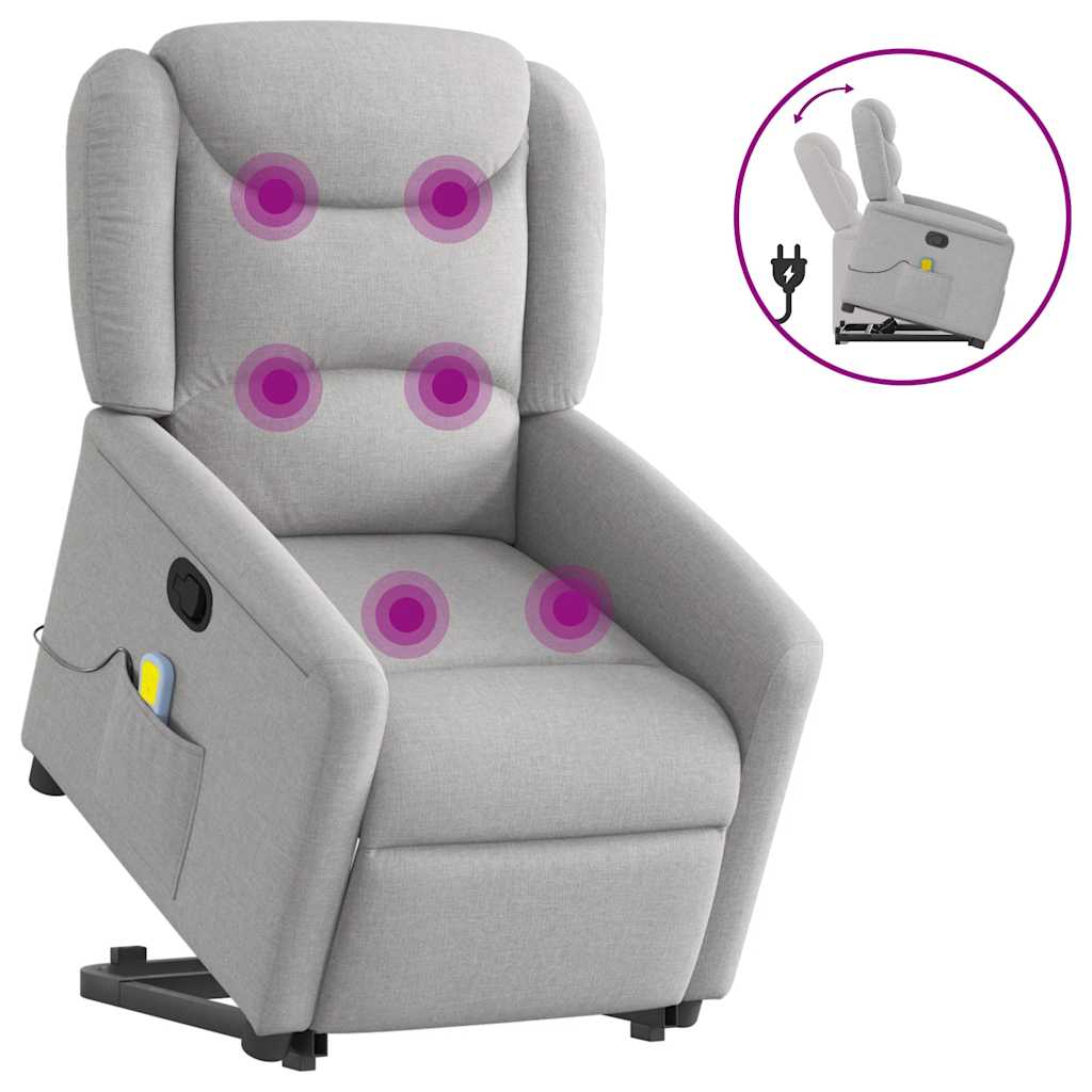 Sillón de masaje reclinable - sillón relax de pie de tela gris nube