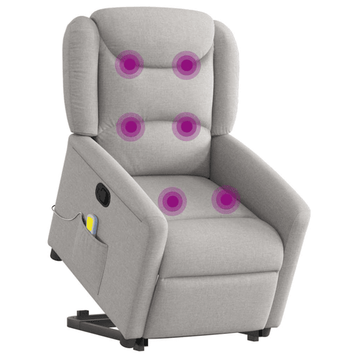 Poltrona elevatória de massagens - Poltrona relax tecido cinzento-nublado Poltrona elevatória de massagens - Poltrona relax tecido cinzento-nublado