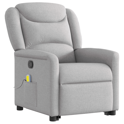 Poltrona elevatória de massagens - Poltrona relax tecido cinzento-nublado Poltrona elevatória de massagens - Poltrona relax tecido cinzento-nublado