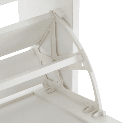 Sapateira moderna 110x90x24 cm - 4 compartimentos rebatíveis, prateleira livre, arrumação aberta - Branco