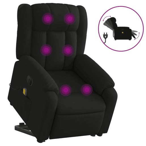 Poltrona elétrica elevatória massagens - Poltrona relax tecido preto