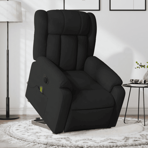 Poltrona elétrica elevatória massagens - Poltrona relax tecido preto