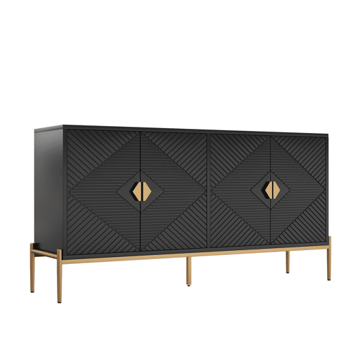 Aparador moderno 162x40x80 cm - Móvel com arrumação - Preto