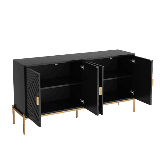Aparador moderno 162x40x80 cm - Móvel com arrumação - Preto