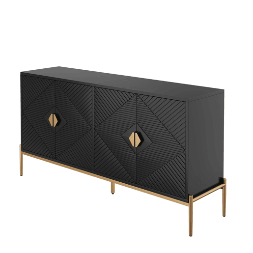 Aparador moderno 162x40x80 cm - Móvel com arrumação - Preto
