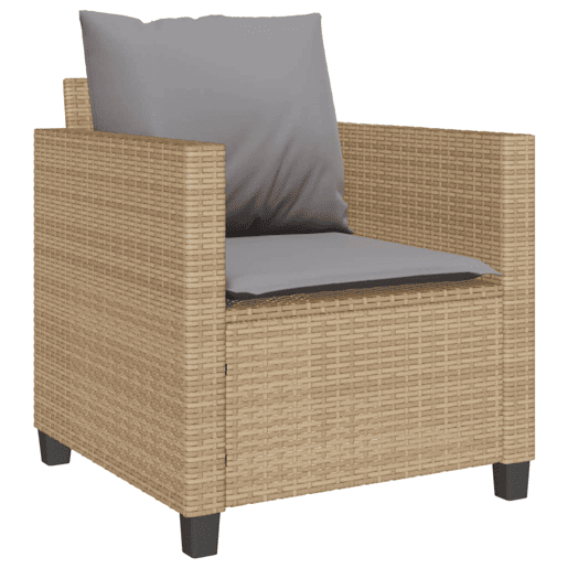 3 pcs conjunto bistrô - cadeiras de jardim - Cadeiras de exterior com almofadões vime PE bege