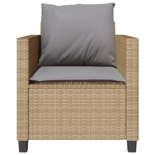 3 pcs conjunto bistrô - cadeiras de jardim - Cadeiras de exterior com almofadões vime PE bege
