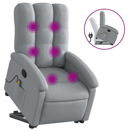 Poltrona reclinável massagens - Poltrona relax tecido cinzento-claro