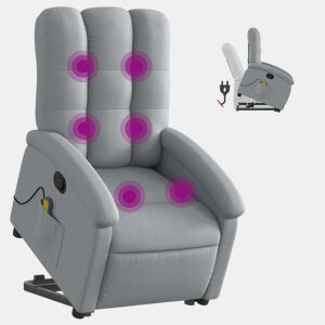 Poltrona reclinável massagens - Poltrona relax tecido cinzento-claro