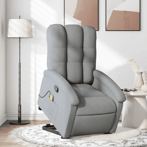 Poltrona reclinável massagens - Poltrona relax tecido cinzento-claro