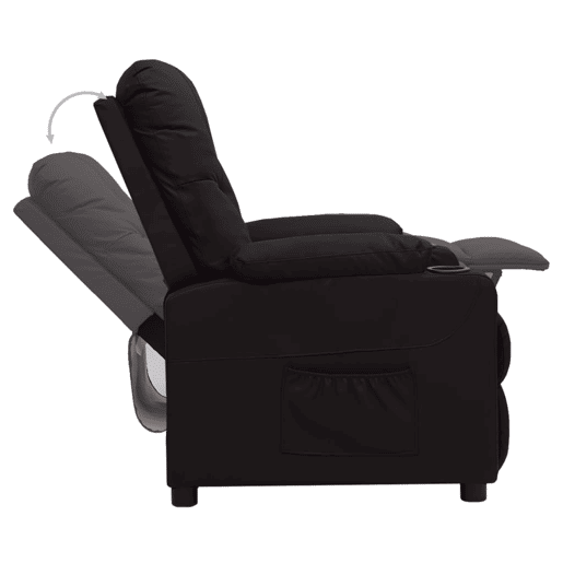 Poltrona reclinável - Poltrona relax couro artificial preto Poltrona reclinável - Poltrona relax couro artificial preto