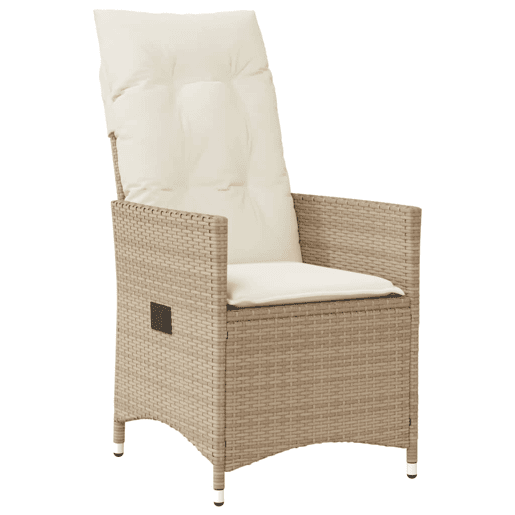 3 pcs conjunto bistrô - cadeiras de jardim - Cadeiras de exterior com almofadões vime PE bege