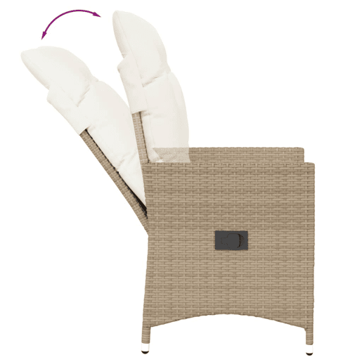 3 pcs conjunto bistrô - cadeiras de jardim - Cadeiras de exterior com almofadões vime PE bege