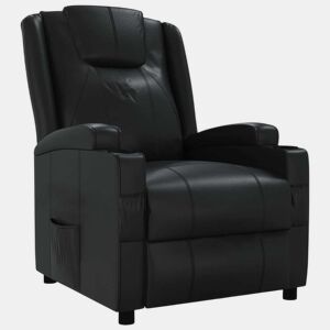 Poltrona reclinável - Poltrona relax couro artificial preto