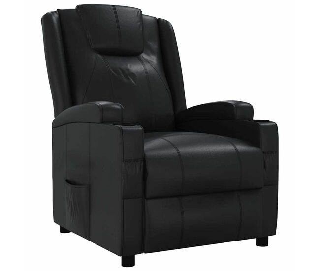 Sillón reclinable - sillón relax de cuero sintético negro