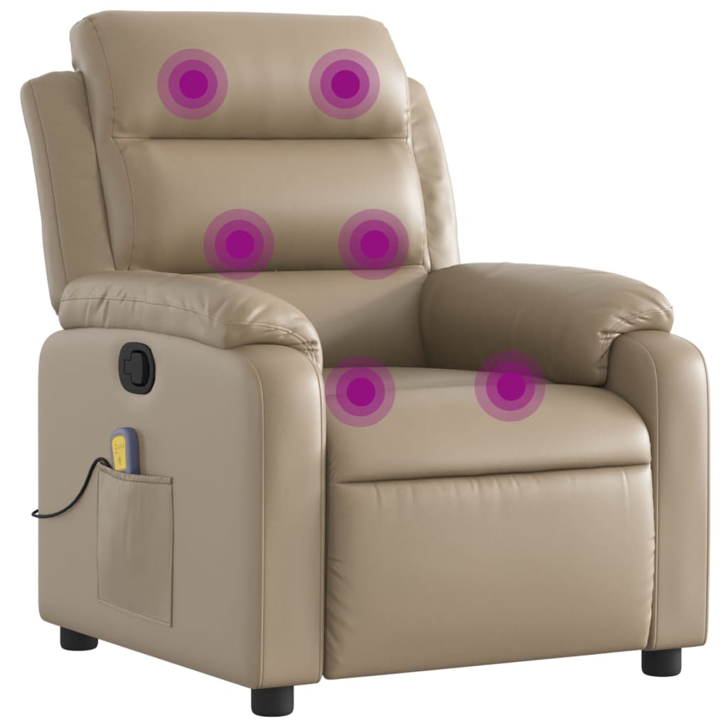Sillón de masaje reclinable - sillón relax cuero sintético color capuchino