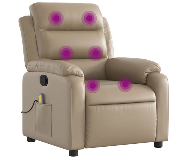Sillón de masaje reclinable - sillón relax cuero sintético color capuchino