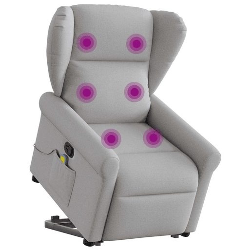 Poltrona elevatória de massagens - Poltrona relax tecido cinzento-nublado