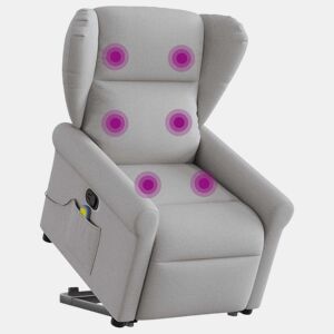 Poltrona elevatória de massagens - Poltrona relax tecido cinzento-nublado