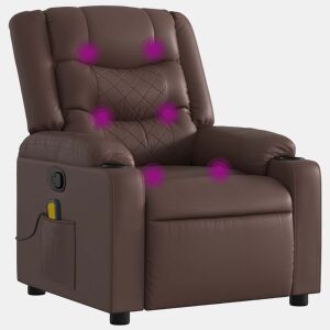 Poltrona de massagens reclinável - Poltrona relax couro artificial castanho