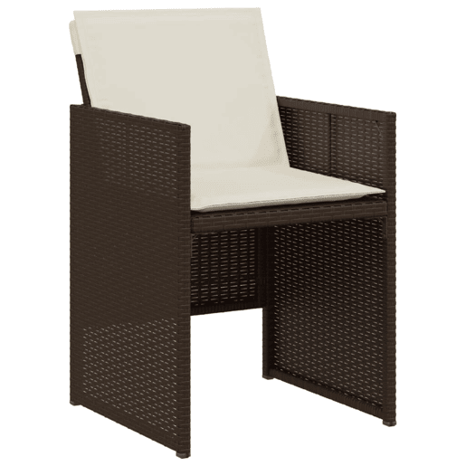 3 pcs conjunto bistrô - cadeiras de jardim - Cadeiras de exterior com almofadões vime PE castanho