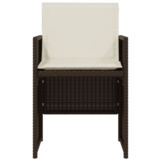 3 pcs conjunto bistrô - cadeiras de jardim - Cadeiras de exterior com almofadões vime PE castanho
