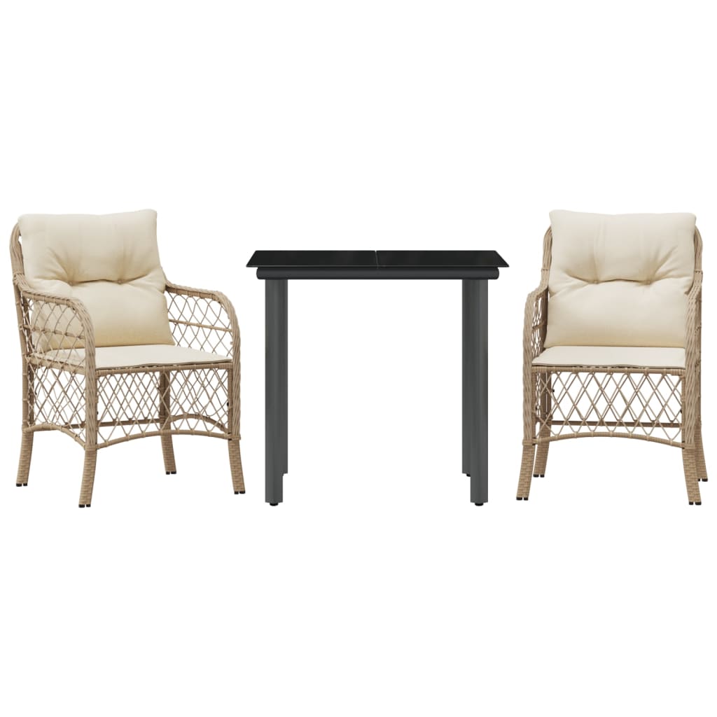 3 uds Sillas de jardín reclinables - Sillas de exterior Beige