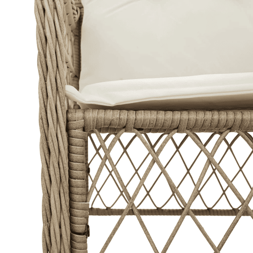 3 pcs conjunto bistrô - cadeiras de jardim - Cadeiras de exterior com almofadões vime PE bege