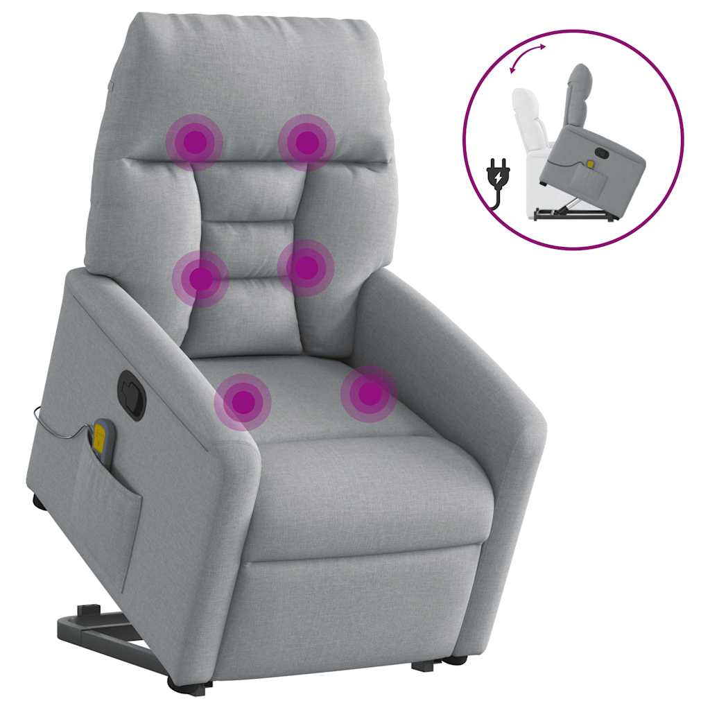Sillón de masaje reclinable - sillón relax de pie de tela gris claro