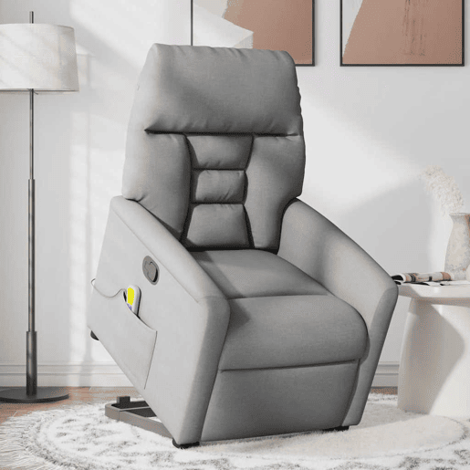 Poltrona reclinável massagens - Poltrona relax tecido cinzento-claro