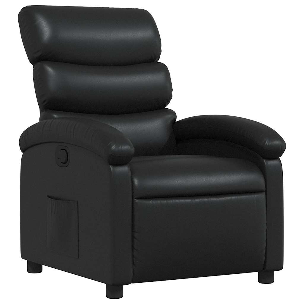 Sillón reclinable - sillón relax de cuero sintético negro