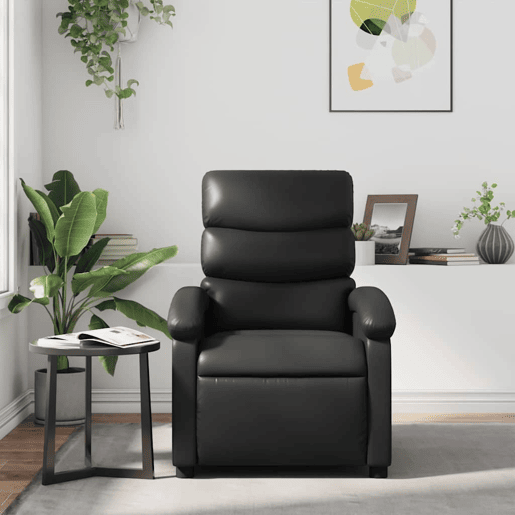 Poltrona reclinável - Poltrona relax couro artificial preto