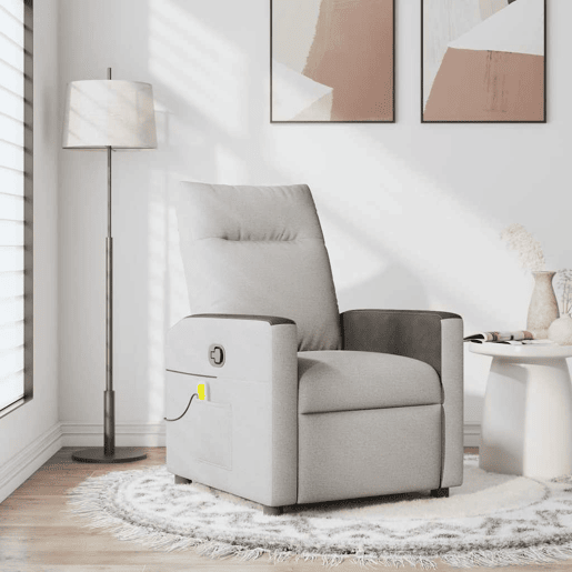 Cadeira de massagem reclinável - Poltrona relax tecido cinzento