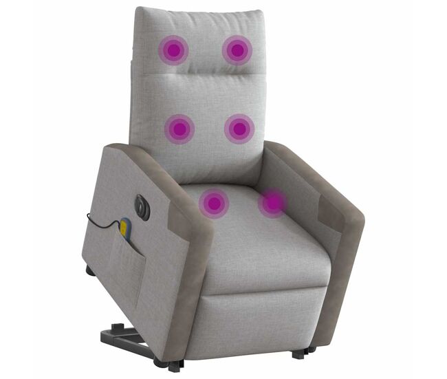 Sillón de masaje eléctrico reclinable - sillón relax elevable tela gris nube