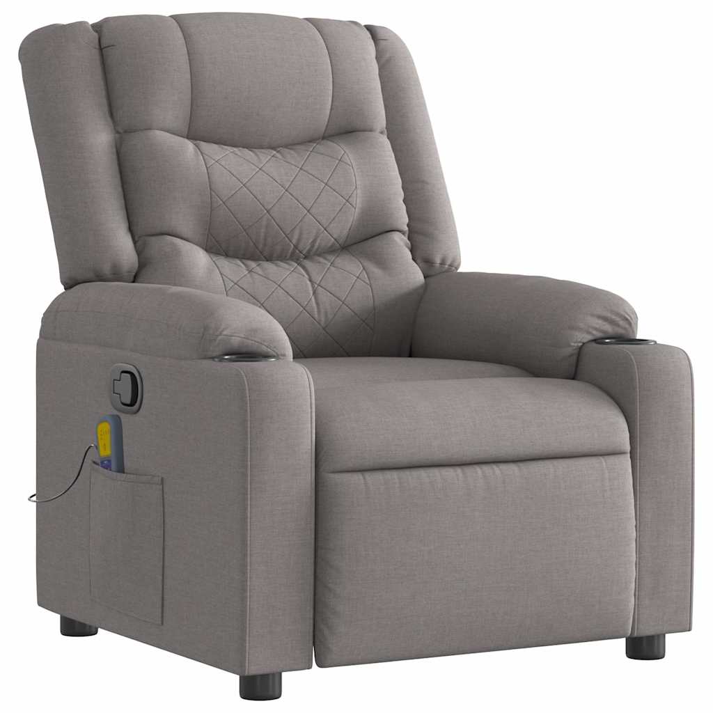 Sillón de masaje reclinable - sillón relax de tela gris taupé